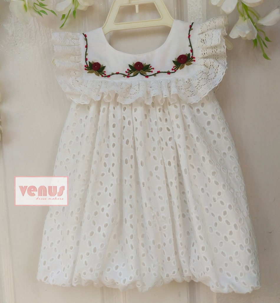 Ivory Hakoba Work Cotton Dress with Belt – Desisandook Enterprises Private  Limited